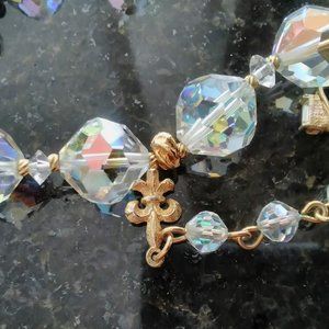 VINTAGE Signed VENDOME Faceted Crystal Bead Necklace